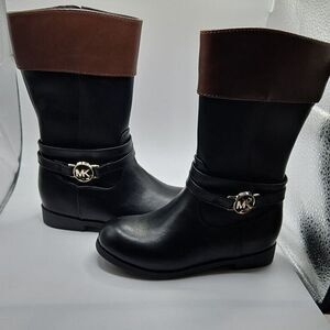 MICHAEL KORS Brand New Girls Tall Black Leather Boots US 9/UK 8.5/UE 25/ 15 cm